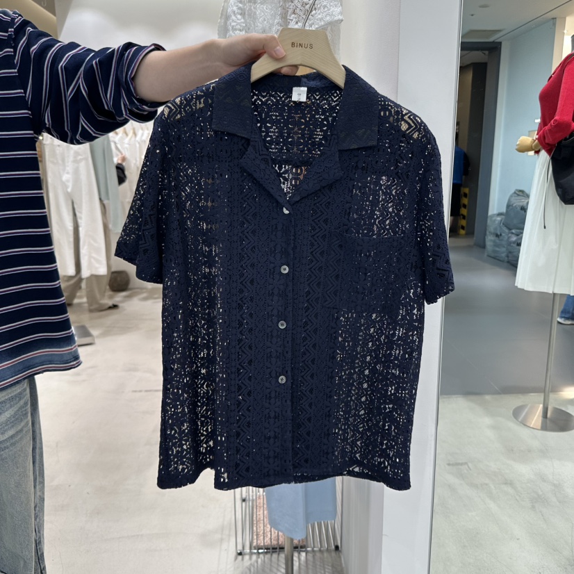 BINUS直郵韓國代購㊣女裝新品休閑時尚人氣熱賣襯衫蕾絲衫蕾絲BINUS襯衫/蕾絲衫圖色2