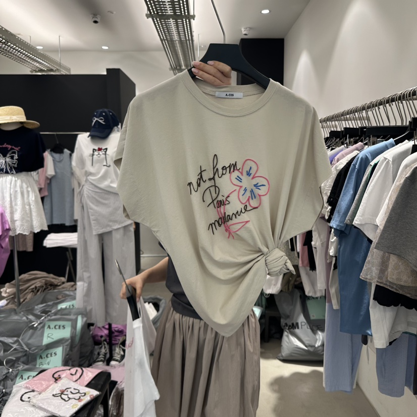 A.CES韓國直郵㊣女裝新款推薦熱賣休閑25春夏時尚人氣T恤A.CEST恤圖色3