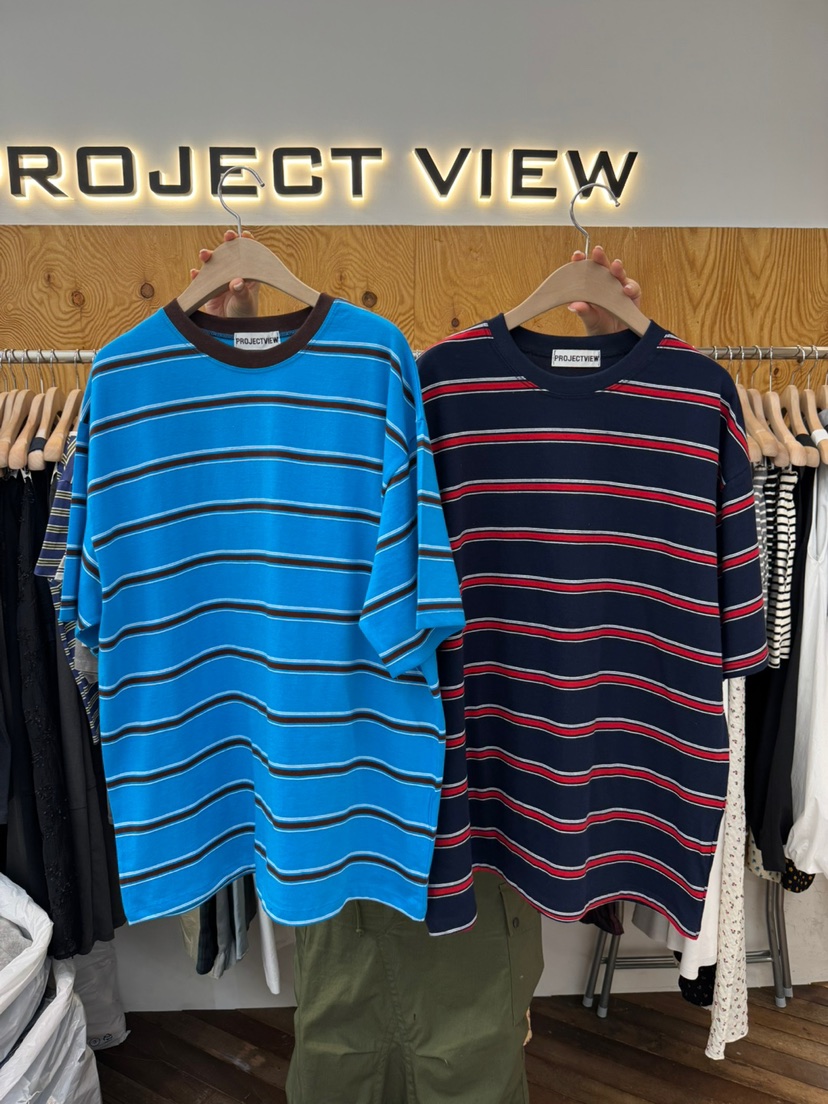 PROJECTVIEW韓國直郵㊣女裝新款25春夏休閑推薦時尚T恤條紋PROJECTVIEWT恤圖色2左二色