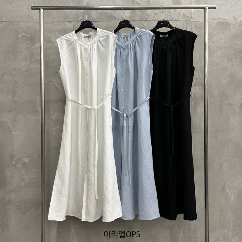 MUTE-P韓國直郵㊣女裝新品熱賣推薦25春夏時尚連衣裙含腰繩MUTE連衣裙