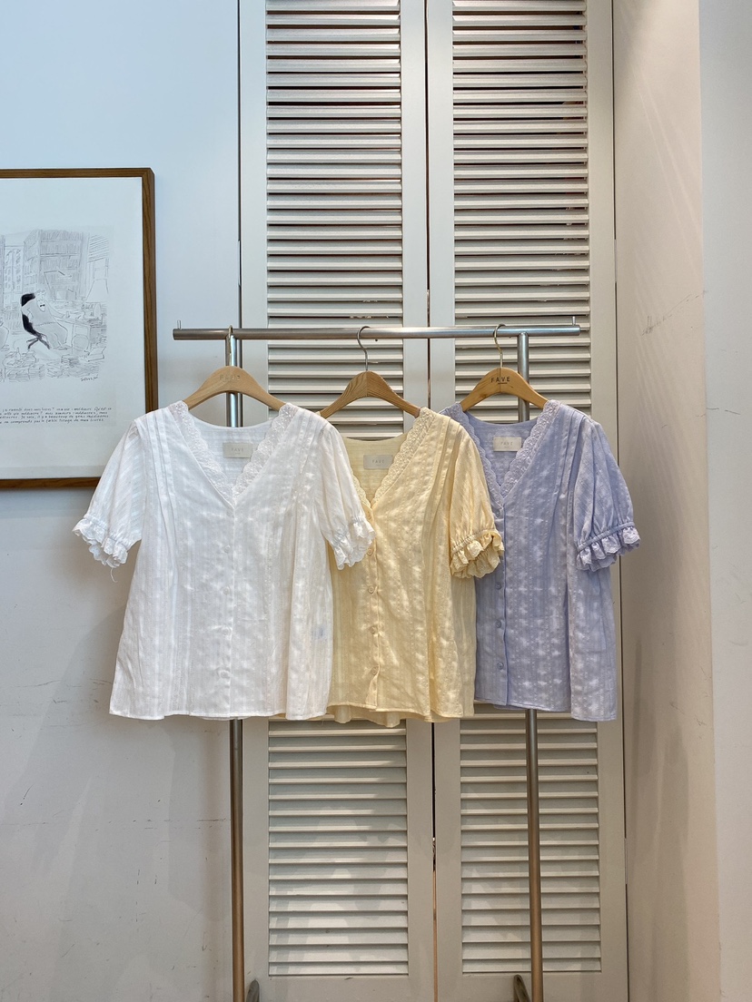 FAVE-L直郵韓國代購㊣女裝新品時尚25春夏人氣推薦襯衫蕾絲衫FAVE-L襯衫/蕾絲衫