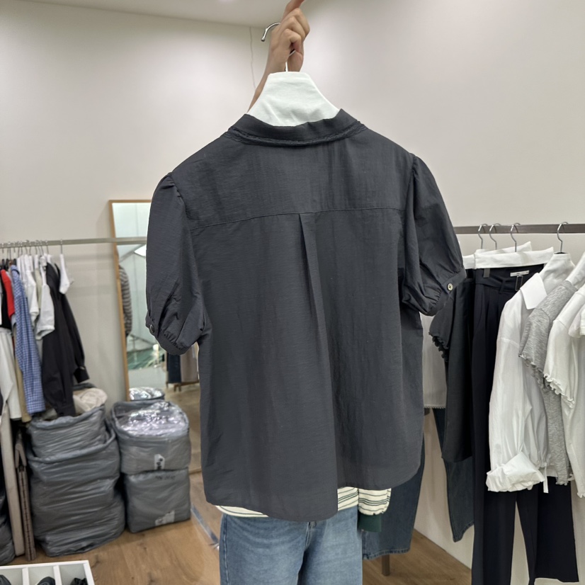 AGO直郵韓國代購㊣女裝新款25春夏推薦時尚人氣襯衫蕾絲衫亞麻AGO襯衫/蕾絲衫