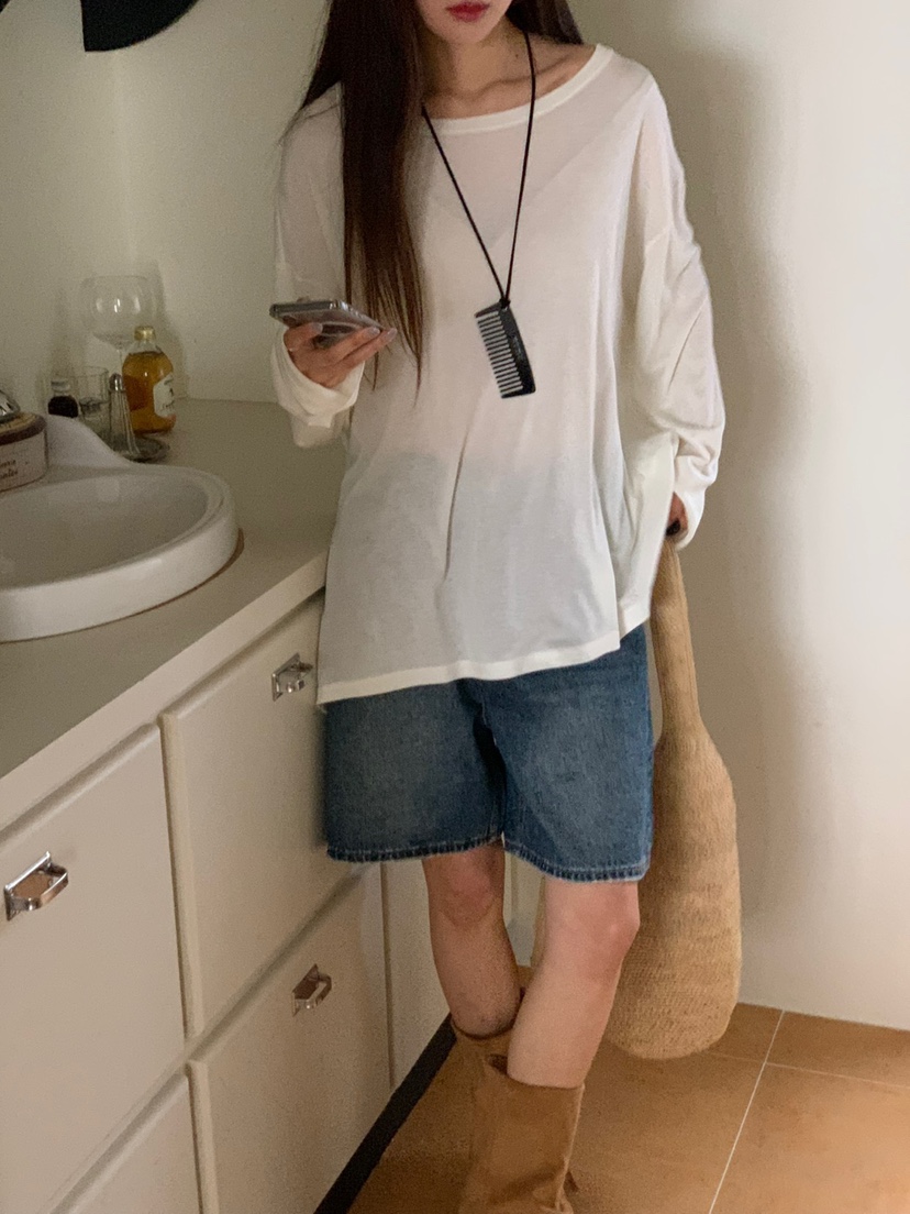 RIVER RAIN韓國㊣直郵東大門代購女裝新品人氣25春夏長袖T恤RIVER RAIN長袖T恤