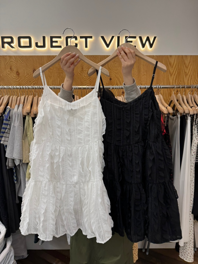 PROJECTVIEW韓國直郵㊣女裝新款時尚熱賣休閑連衣裙荷葉邊棉質PROJECTVIEW連衣裙