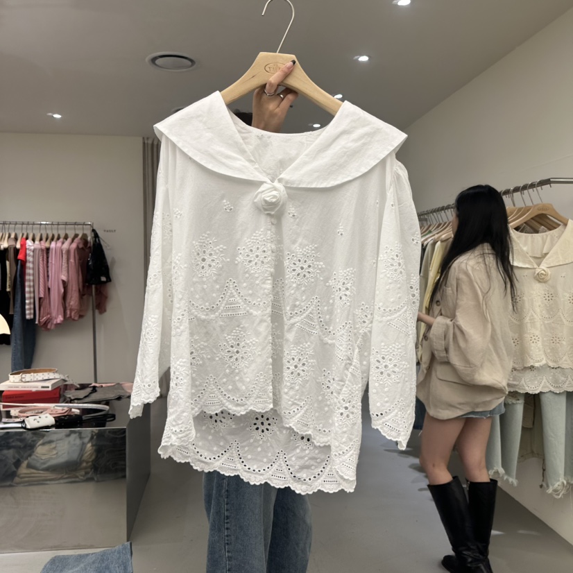 VAULT韓國㊣直郵東大門代購女裝新款人氣休閑25春夏襯衫蕾絲衫VAULT襯衫/蕾絲衫圖色2