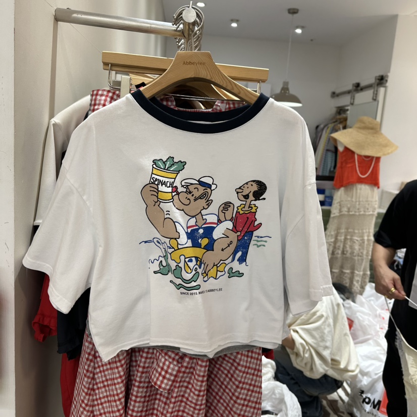 ABBEYLEE直郵韓國代購㊣女裝新品時尚熱賣休閑人氣T恤大力水手ABBEYLEET恤