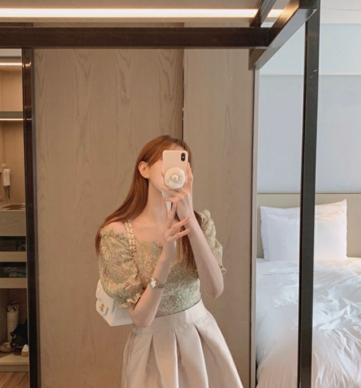 HIGH HEELS直郵韓國代購㊣女裝新款推薦熱賣25春夏襯衫蕾絲衫HIGH HEELS襯衫/蕾絲衫