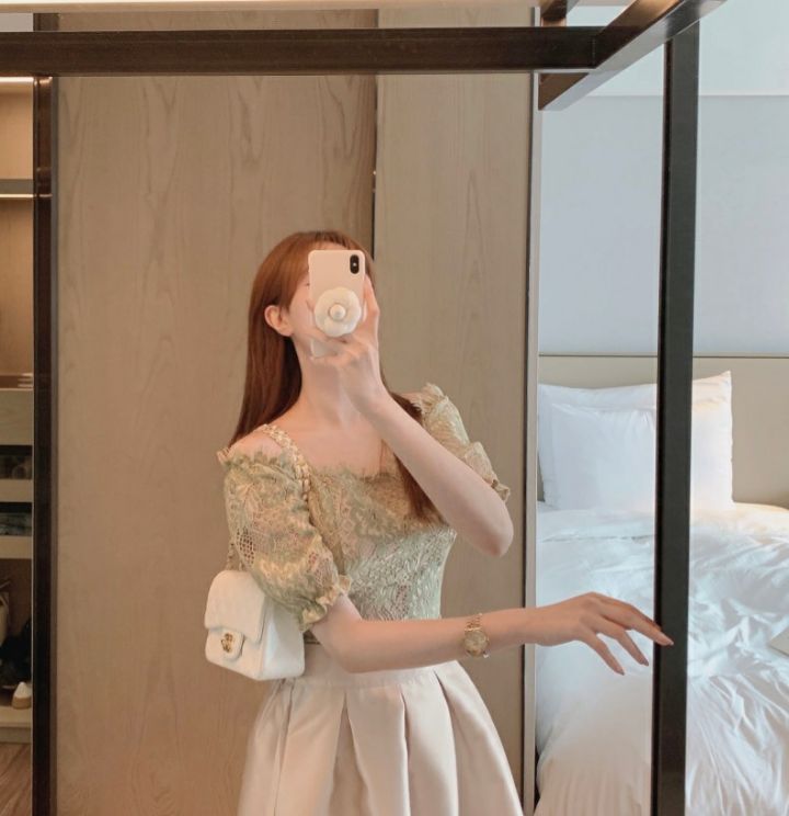 HIGH HEELS直郵韓國代購㊣女裝新款推薦熱賣25春夏襯衫蕾絲衫HIGH HEELS襯衫/蕾絲衫