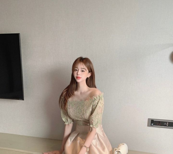 HIGH HEELS直郵韓國代購㊣女裝新款推薦熱賣25春夏襯衫蕾絲衫HIGH HEELS襯衫/蕾絲衫