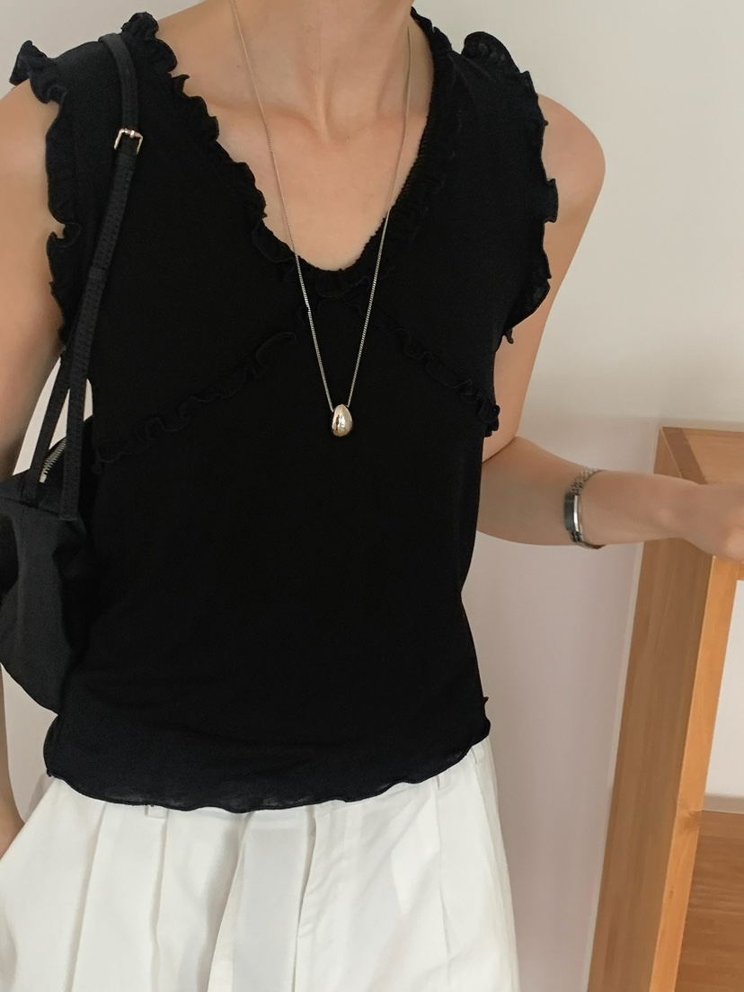 SORBET韓國㊣直郵東大門代購女裝新品時尚人氣25春夏吊帶背心SORBET/flat white吊帶/背心