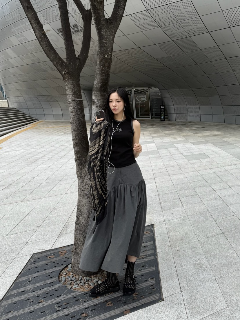 BETWEEN US韓國直郵㊣東大門實拍女裝新款休閑推薦長裙刺繡JICJO:SEOUL長裙