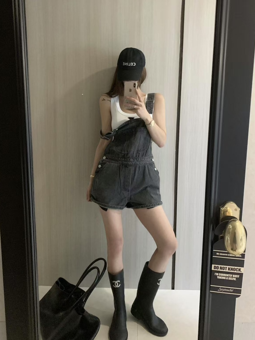 VIRKIN韓國直郵㊣女裝新品時尚25春夏休閑熱賣背帶褲不含內搭VIRKIN背帶褲