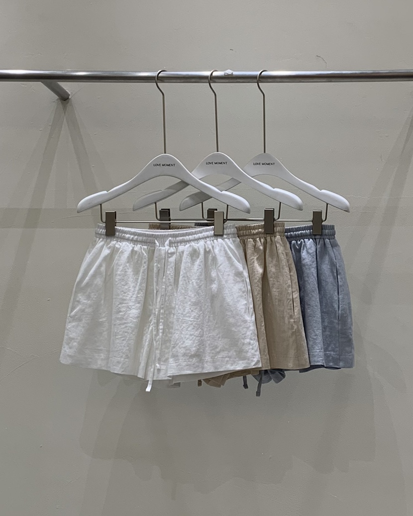 LOVE MOMENT韓國直郵㊣東大門實拍女裝新品時尚休閑短褲亞麻LOVE MOMENT短褲