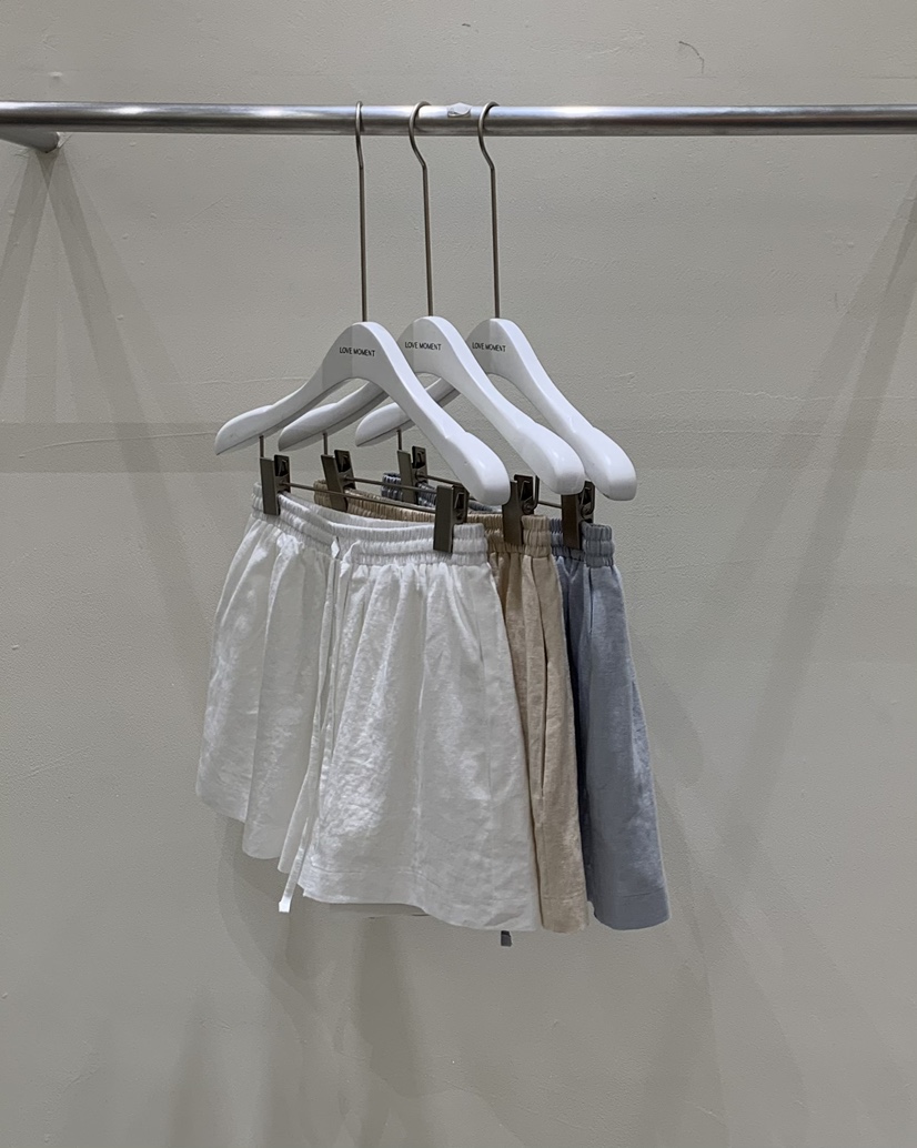 LOVE MOMENT韓國直郵㊣東大門實拍女裝新品時尚休閑短褲亞麻LOVE MOMENT短褲