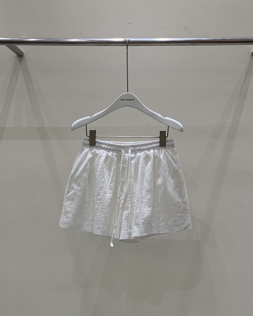 LOVE MOMENT韓國直郵㊣東大門實拍女裝新品時尚休閑短褲亞麻LOVE MOMENT短褲