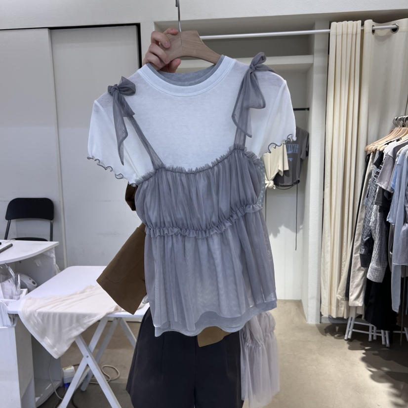 IR BIEN韓國直郵㊣女裝新品休閑吊帶背心不含內搭荷葉邊緊身ir bien-A吊帶/背心
