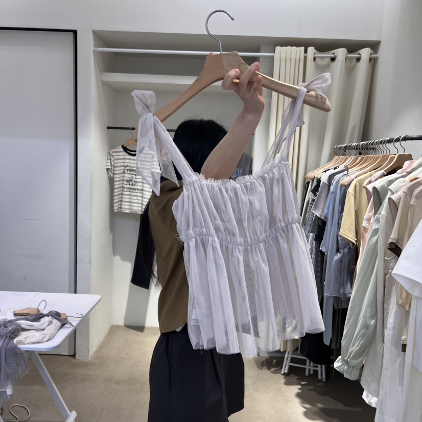 IR BIEN韓國直郵㊣女裝新品休閑吊帶背心不含內搭荷葉邊緊身ir bien-A吊帶/背心圖色2