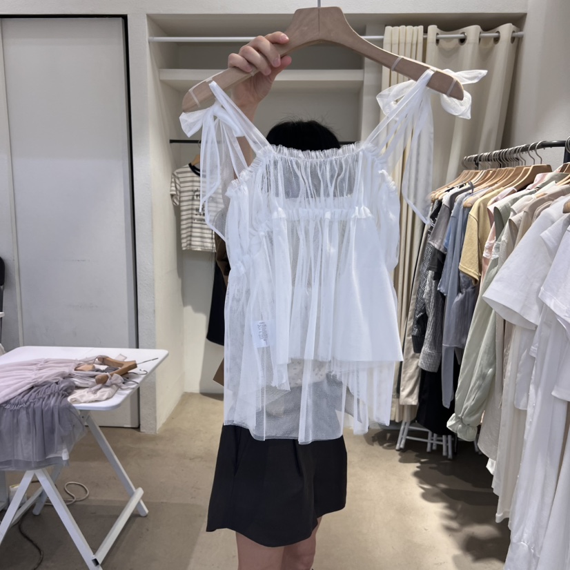 IR BIEN韓國直郵㊣女裝新品休閑吊帶背心不含內搭荷葉邊緊身ir bien-A吊帶/背心圖色3