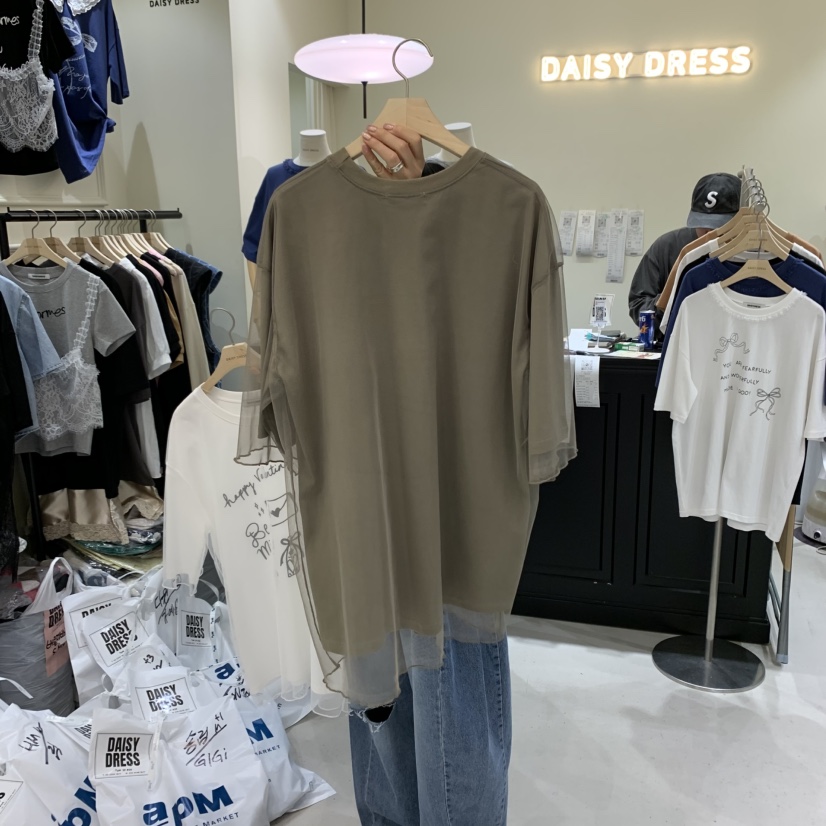 DAISY DRESS直郵韓國代購㊣女裝新款25春夏推薦休閑T恤雙層DAISY DRESST恤