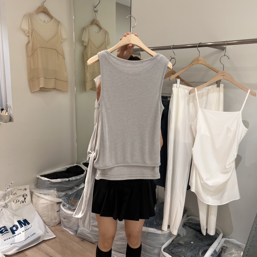 AUBE韓國直郵㊣東大門實拍女裝新品25春夏人氣休閑吊帶背心AUBE吊帶/背心