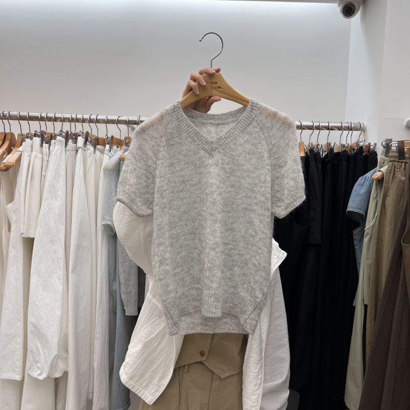 DRESS ROOM直郵韓國代購㊣女裝新品休閑人氣針織衫馬海毛V領DRESS ROOM針織衫圖色2