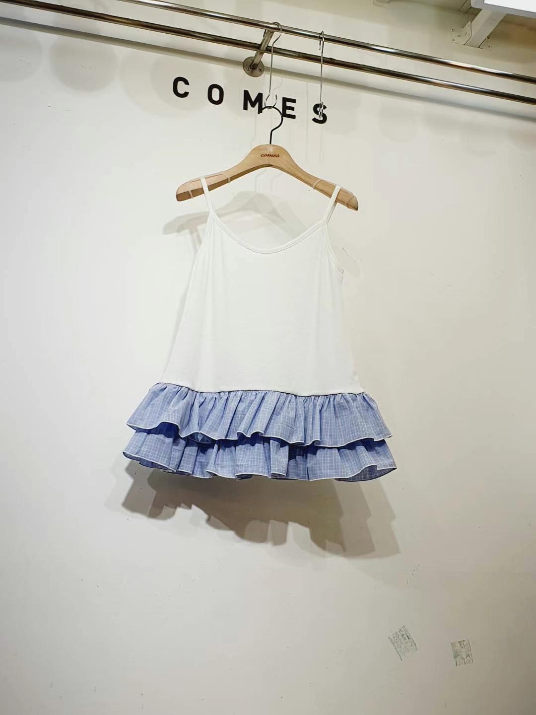 COMES-컴즈-OT韓國㊣直郵東大門代購女裝新品推薦吊帶背心荷葉邊格紋COMES-ot吊帶/背心