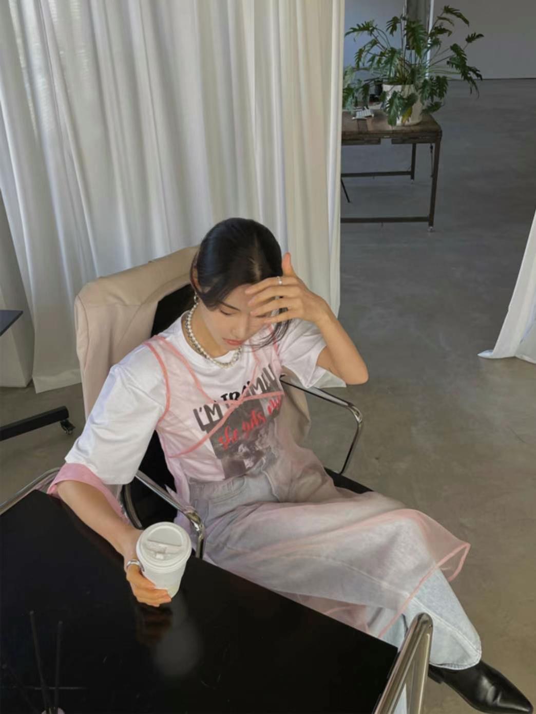 9nine韓國直郵㊣女裝新款推薦休閑25春夏時尚熱賣連衣裙歐根紗9nine連衣裙