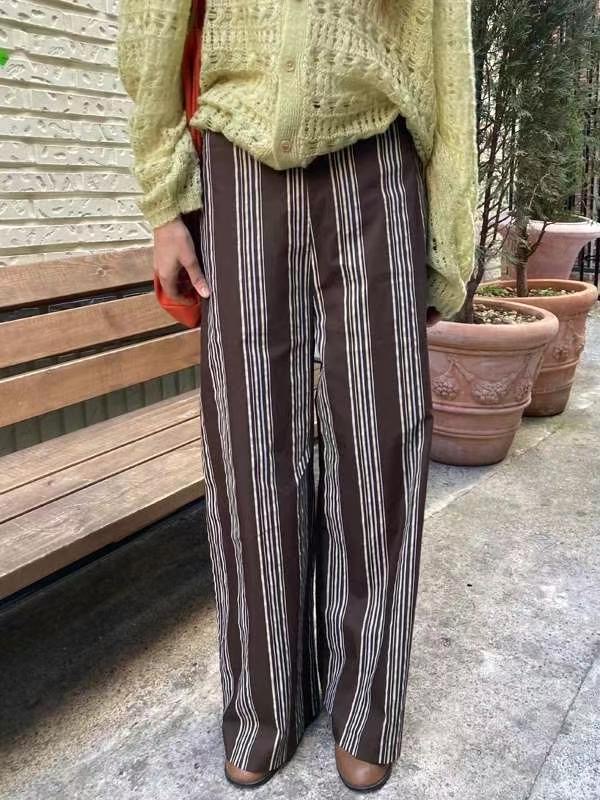 9nine直郵韓國代購㊣女裝新品熱賣時尚休閑人氣推薦休閑褲條紋9nine休閑褲