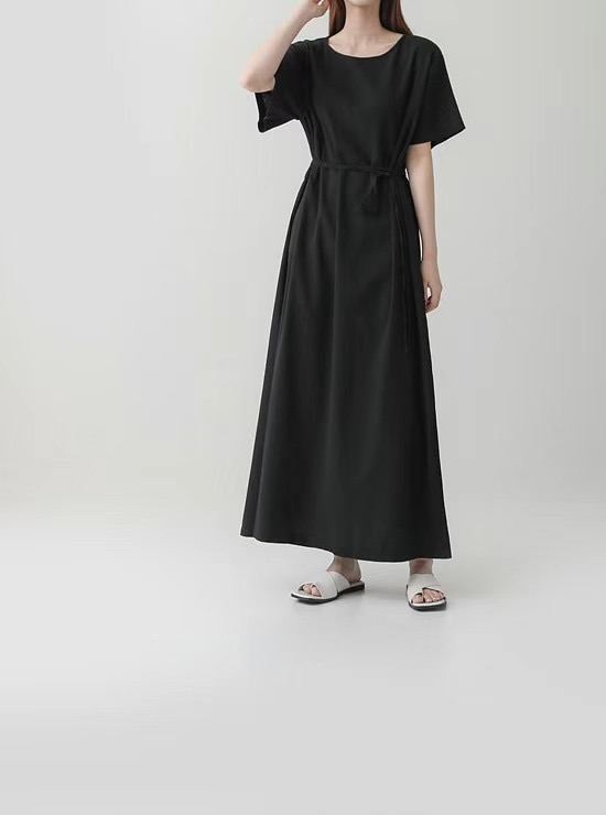 9nine韓國㊣直郵東大門代購女裝新品時尚人氣休閑連衣裙亞麻9nine連衣裙圖色2