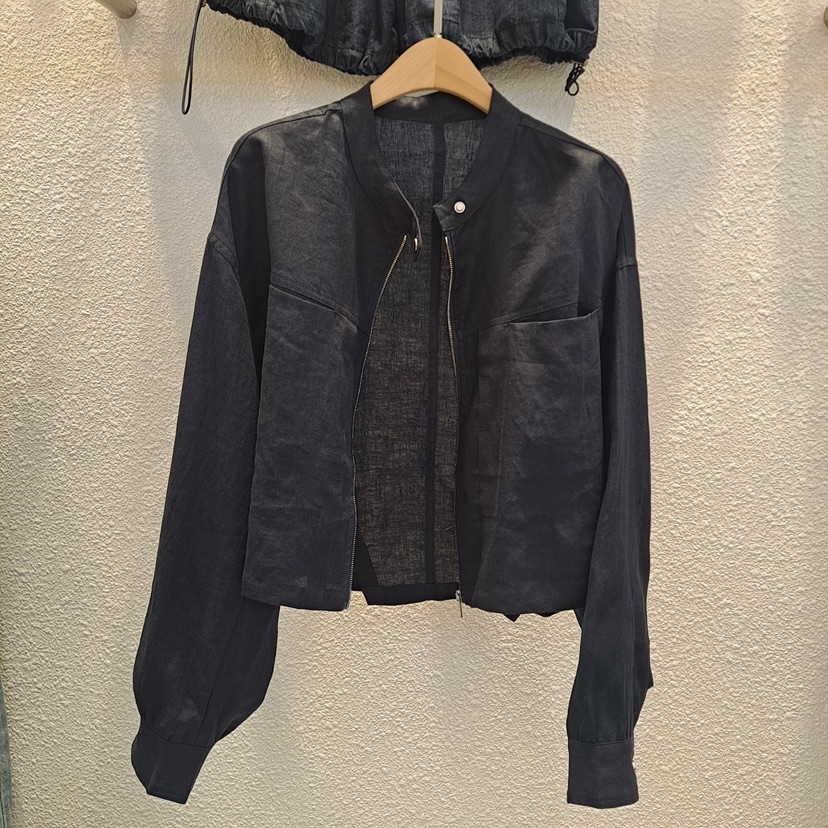 1 2ILLY-S韓國直郵㊣女裝新款休閑時尚25春夏推薦夾克亞麻1 2ILLY/THE SIL夾克