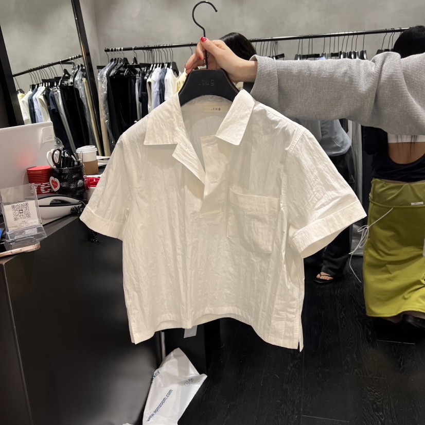 TUG韓國直郵㊣女裝新品休閑時尚25春夏推薦熱賣人氣襯衫蕾絲衫TUG襯衫/蕾絲衫圖色1