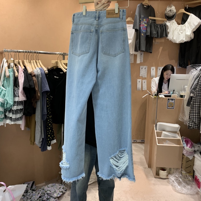 BY FLOW韓國直郵㊣女裝新款休閑25春夏推薦人氣時尚牛仔褲BY FLOW牛仔褲