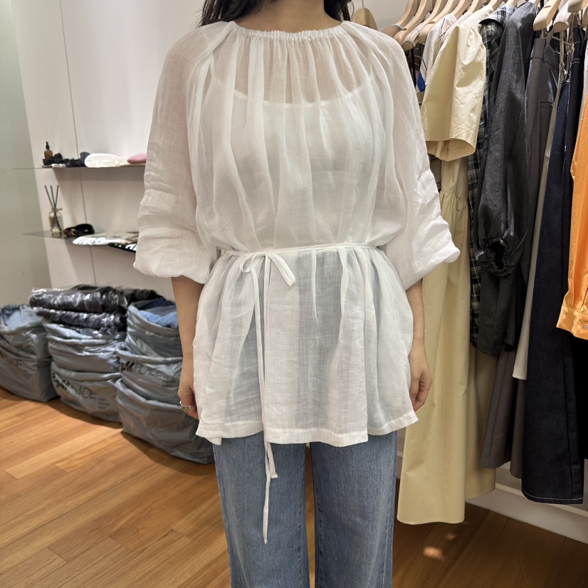 NAVE韓國直郵㊣東大門實拍女裝新品熱賣推薦襯衫蕾絲衫含腰繩NAVE襯衫/蕾絲衫圖色2