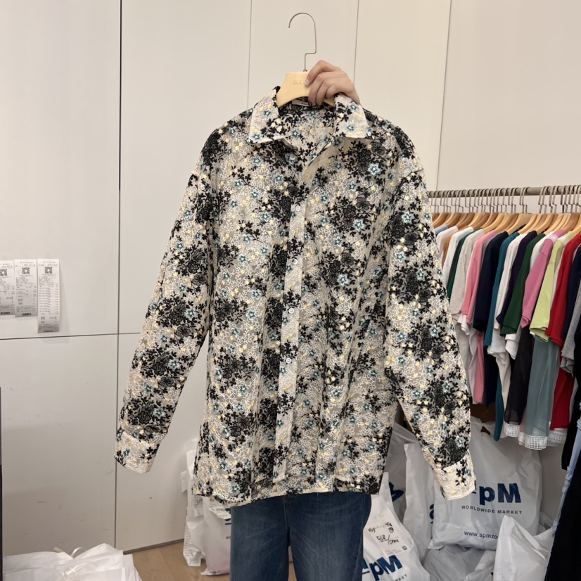 DOHWAJI韓國直郵㊣女裝新品人氣休閑推薦襯衫蕾絲衫刺繡蕾絲DOHWAJI襯衫/蕾絲衫圖色1