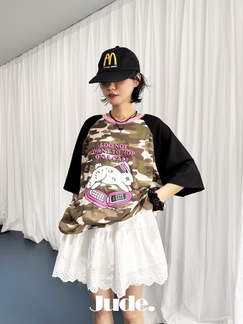 HEYJUDE韓國直郵㊣東大門實拍女裝新款人氣休閑推薦T恤兔子HEYJUDET恤圖色2