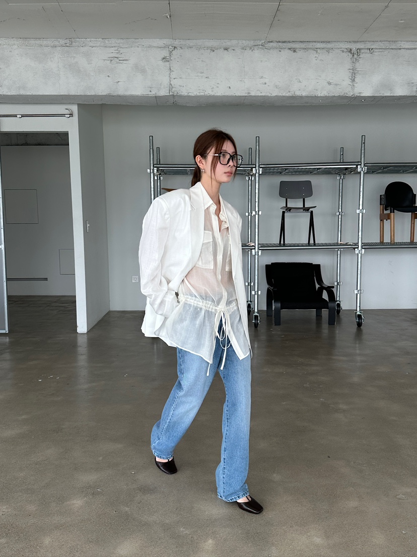 UNBOUND韓國直郵㊣女裝新款人氣時尚25春夏熱賣牛仔褲刺繡腰帶UNBOUND牛仔褲