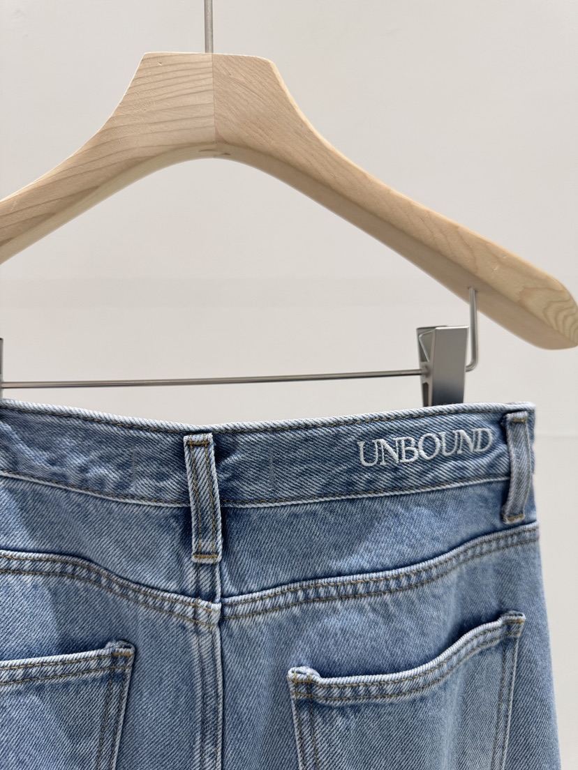 UNBOUND韓國直郵㊣女裝新款人氣時尚25春夏熱賣牛仔褲刺繡腰帶UNBOUND牛仔褲
