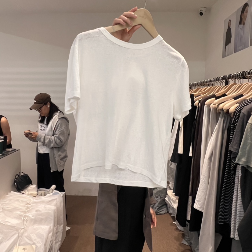 OBJECT韓國㊣直郵東大門代購女裝新品休閑時尚25春夏T恤天然亞麻OBJECTT恤圖色1