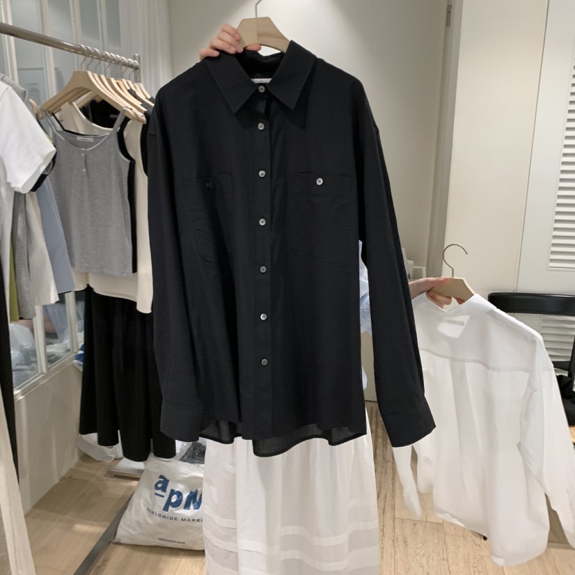 MONIQUE韓國直郵㊣東大門實拍女裝新款推薦人氣襯衫蕾絲衫口袋MONIQUE襯衫/蕾絲衫圖色2