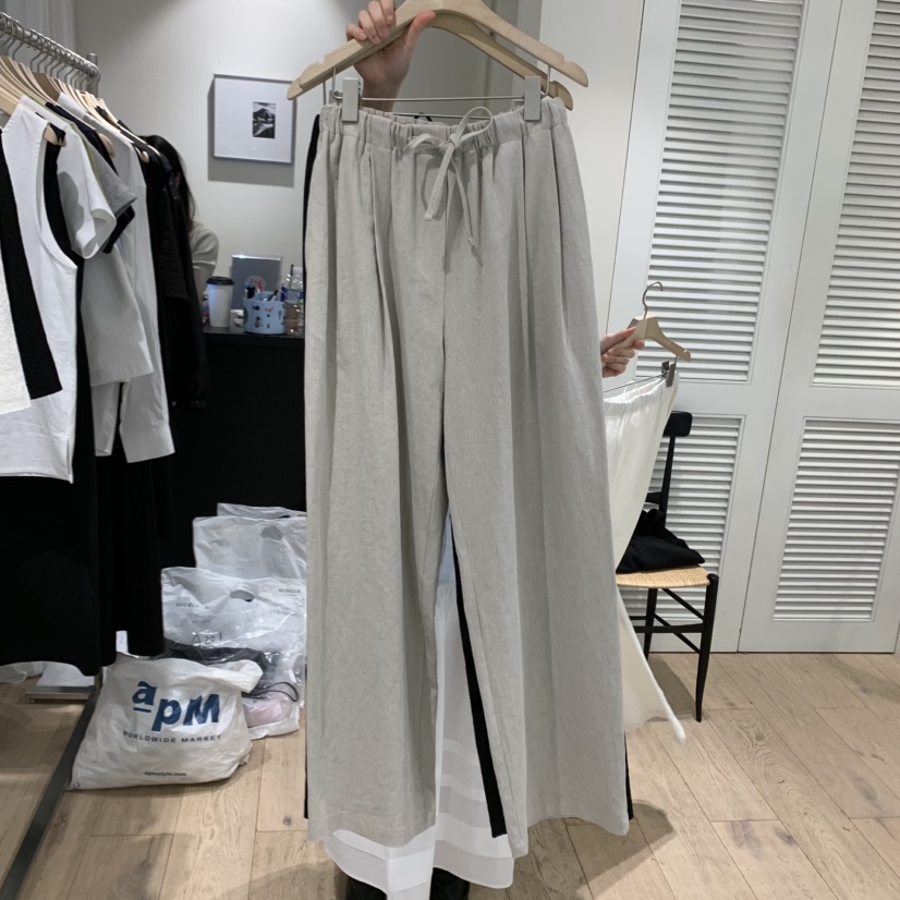 MONIQUE韓國㊣直郵東大門代購女裝新品25春夏休閑褲亞麻綁帶MONIQUE休閑褲圖色2