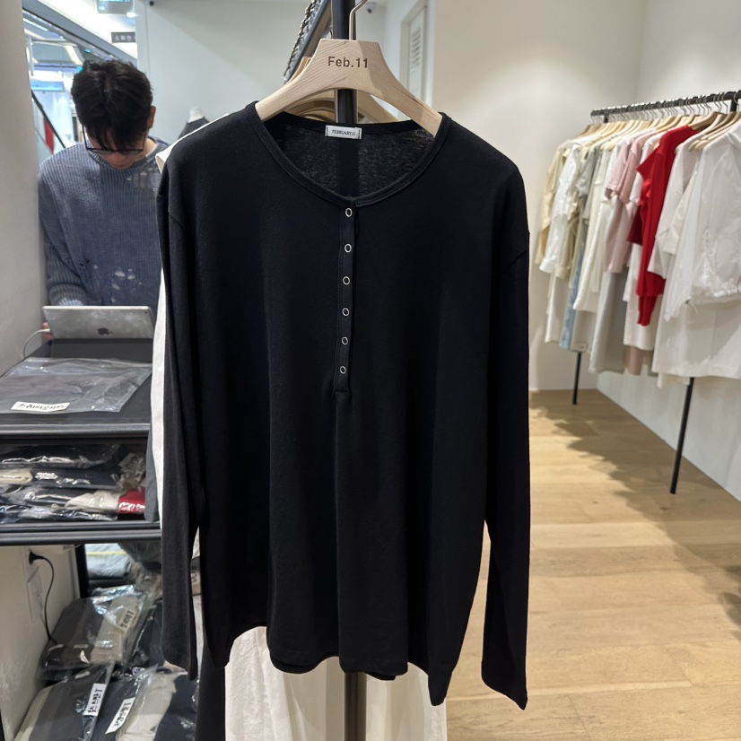 FEBRUARY 11直郵韓國代購㊣女裝新品時尚休閑熱賣長袖T恤亞麻FEBRUARY11長袖T恤圖色4