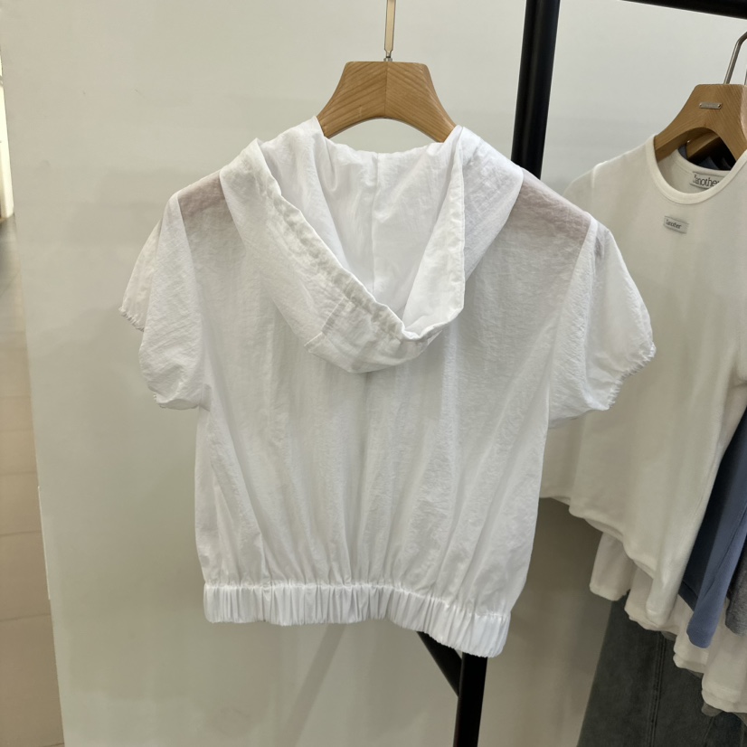 3 ANOTHER直郵韓國代購㊣女裝新款時尚熱賣夾克拉鏈褶皺連帽3 ANOTHER夾克