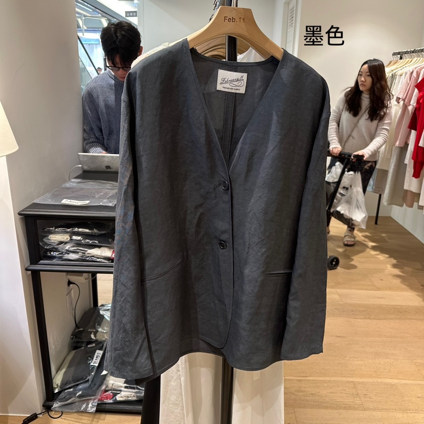 FEBRUARY 11韓國㊣直郵東大門代購女裝新款休閑人氣夾克亞麻FEBRUARY11夾克圖色2