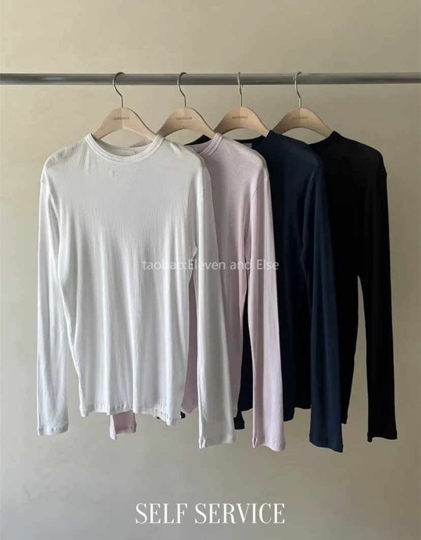 SELF SERVICE韓國㊣直郵東大門代購女裝新品25春夏長袖T恤SELF SERVICE長袖T恤圖色3左三色