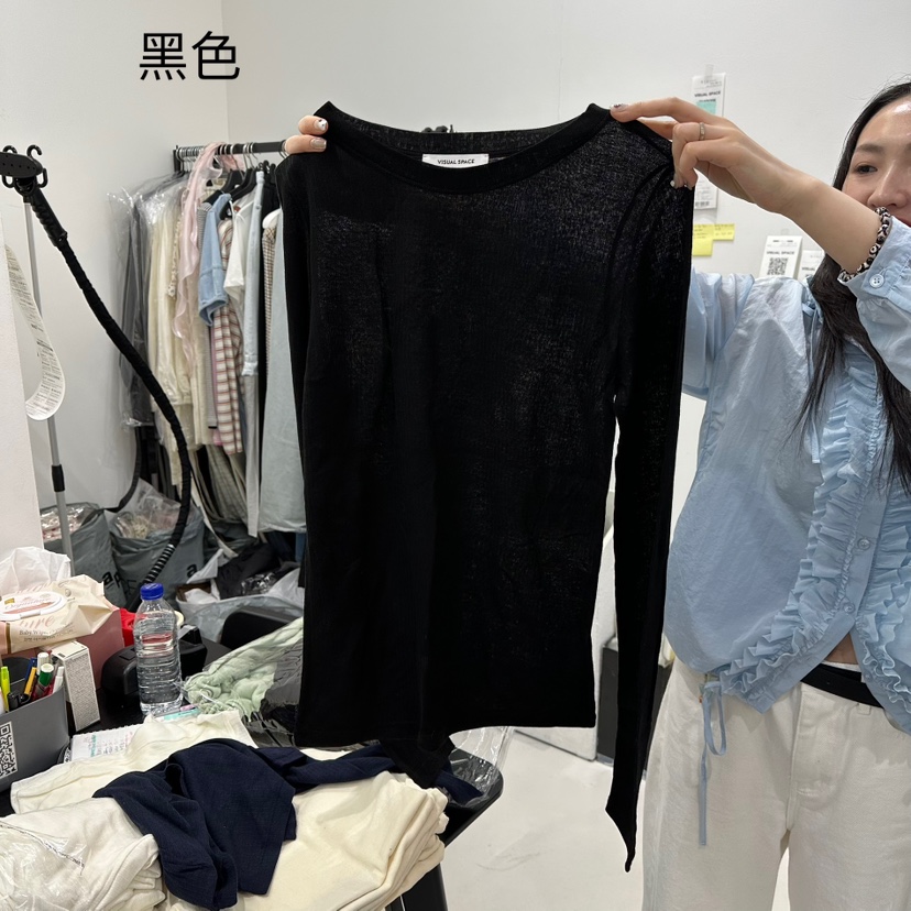 VISUAL SPACE韓國直郵㊣東大門實拍女裝新款25春夏長袖T恤VISUAL SPACE長袖T恤圖色3