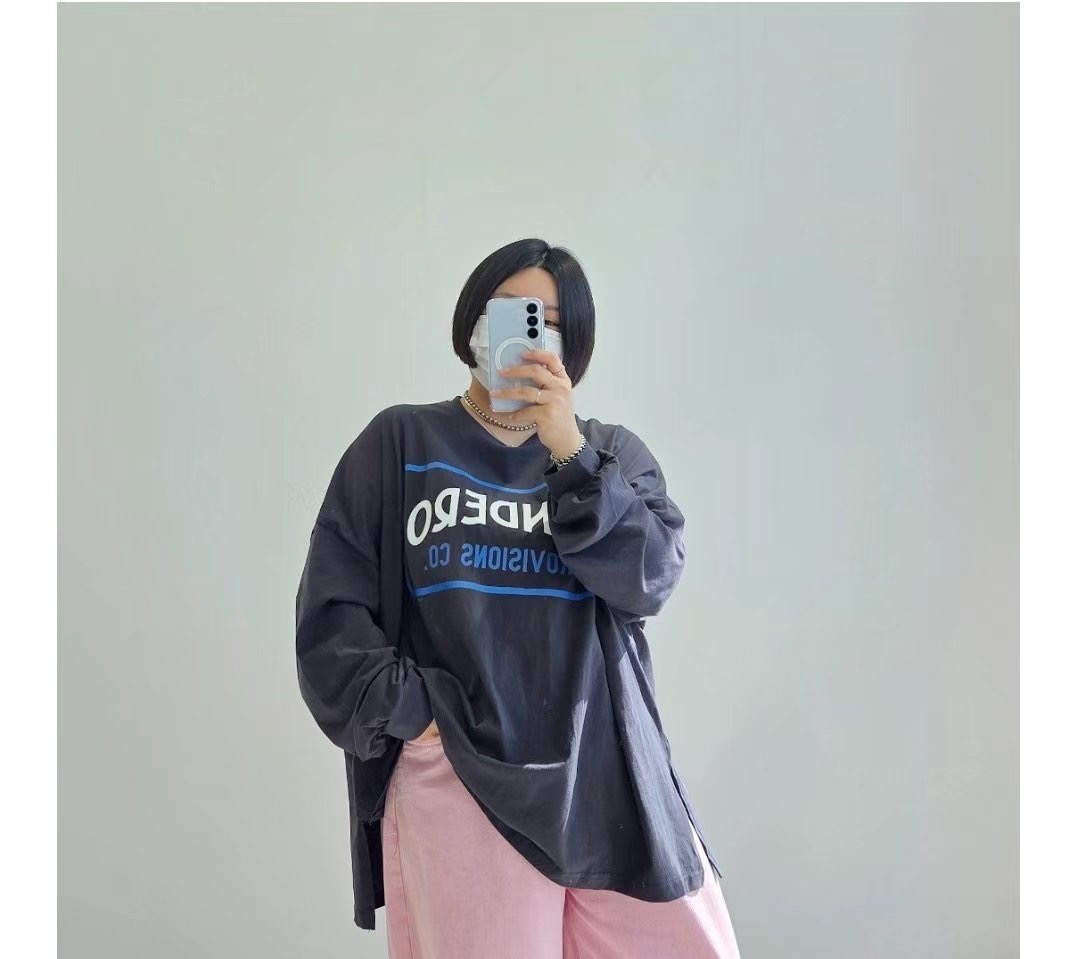 REALBLACK直郵韓國代購㊣女裝新款休閑時尚25春夏推薦長袖T恤REALBLACK長袖T恤