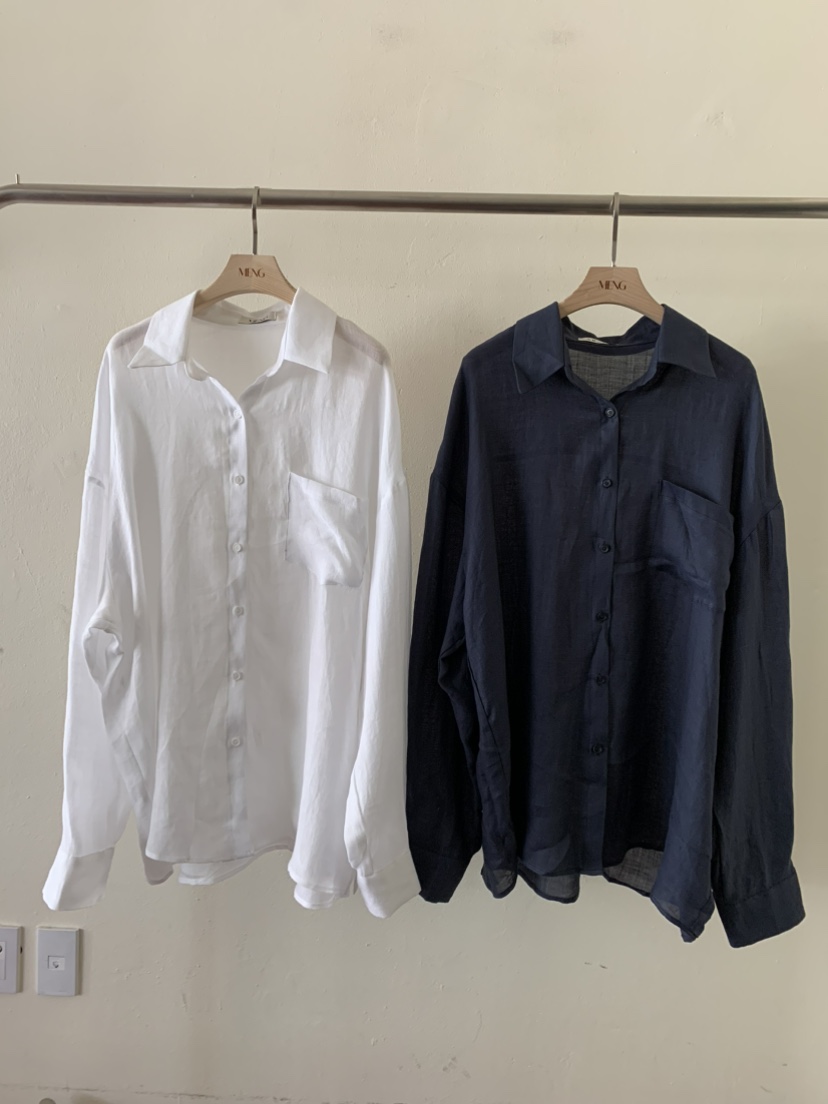 MENG直郵韓國代購㊣女裝新品25春夏休閑推薦襯衫蕾絲衫亞麻MENG襯衫/蕾絲衫