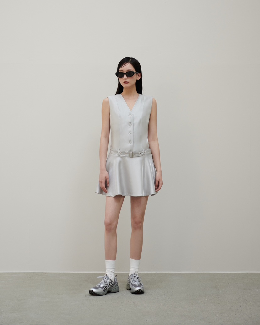 STAGE韓國直郵㊣女裝新款休閑時尚人氣熱賣25春夏連衣裙含腰帶STAGE連衣裙
