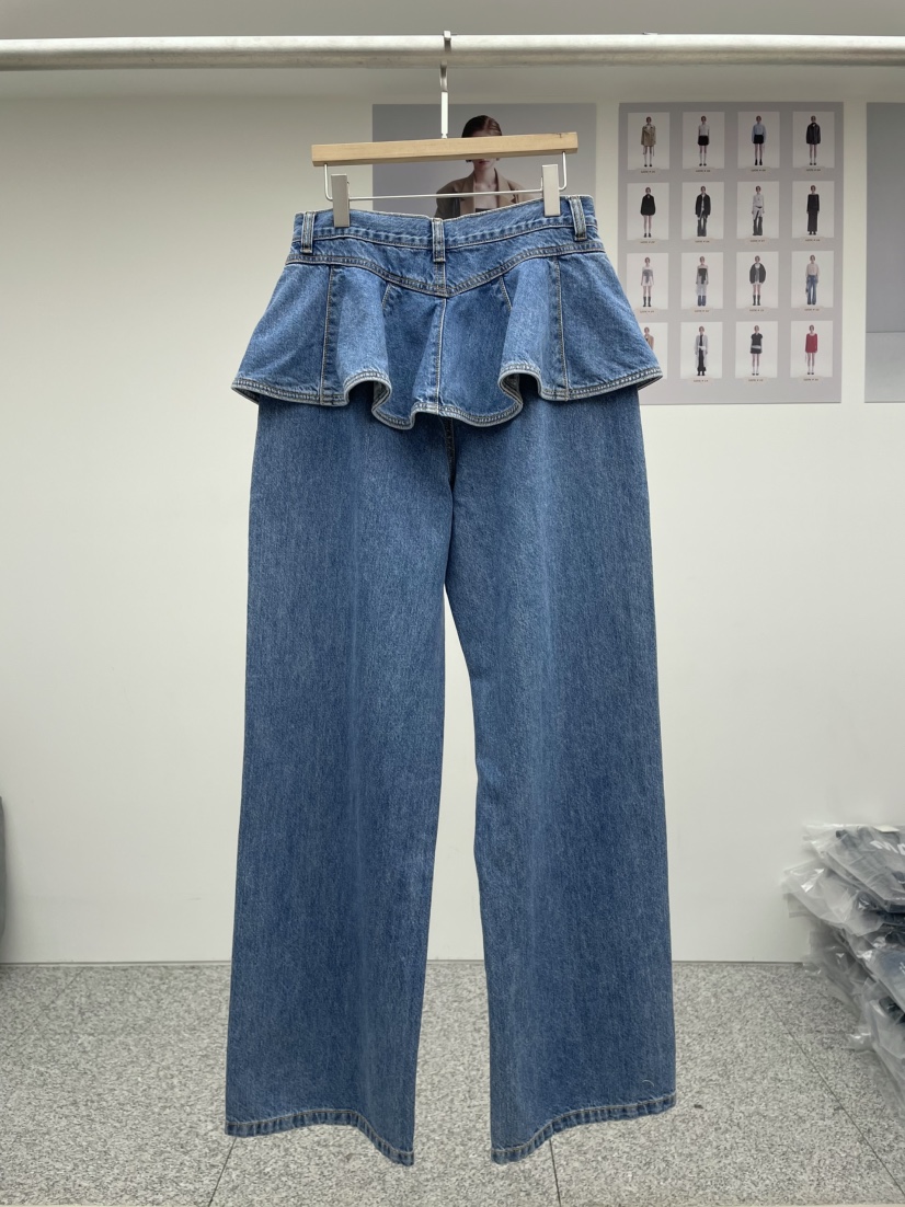 MADE-P韓國㊣直郵東大門代購女裝新品推薦休閑人氣時尚牛仔褲MADE-P牛仔褲