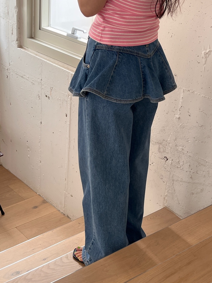 MADE-P韓國㊣直郵東大門代購女裝新品推薦休閑人氣時尚牛仔褲MADE-P牛仔褲